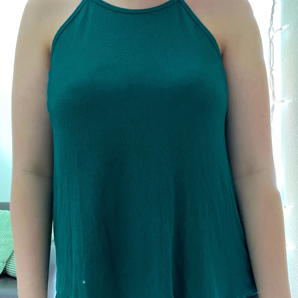 teal halter neck tank